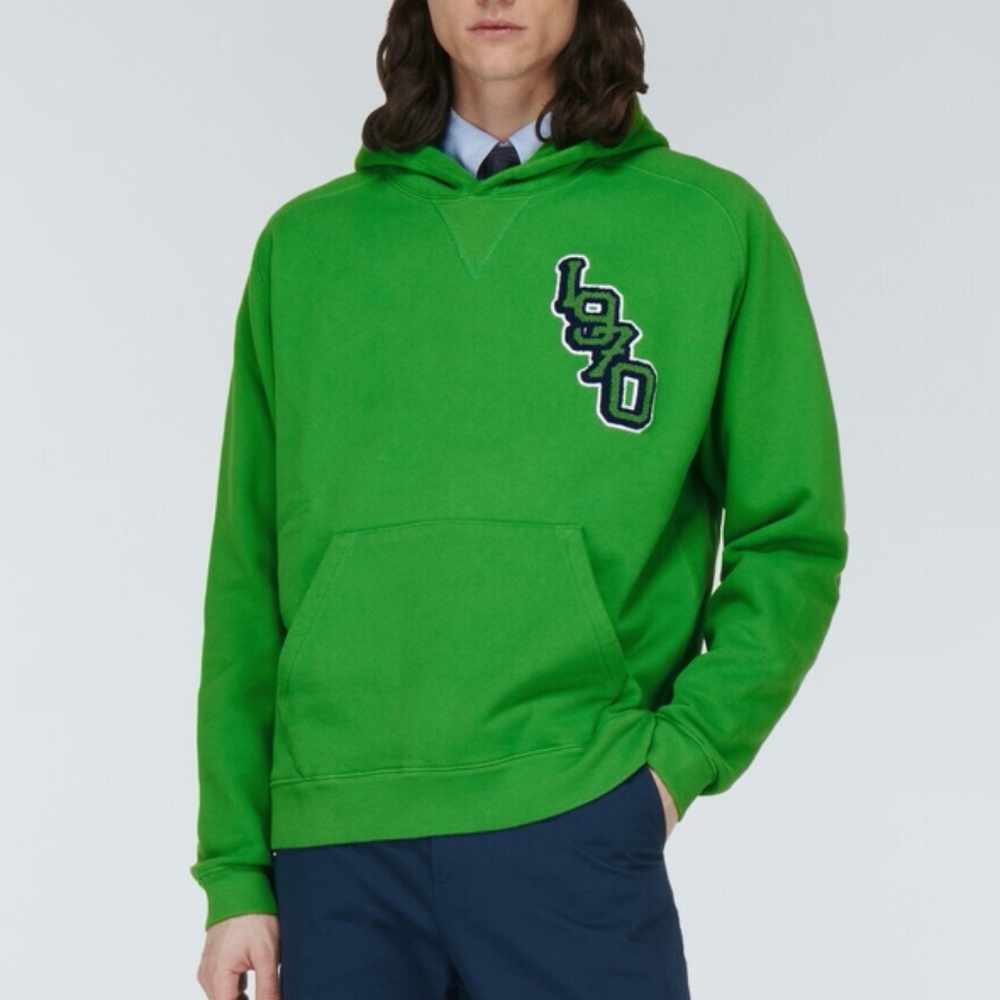 NWT Kenzo 1970 Tiger Embroidered Varsity Green cotton oversized hoodie SZ Medium
